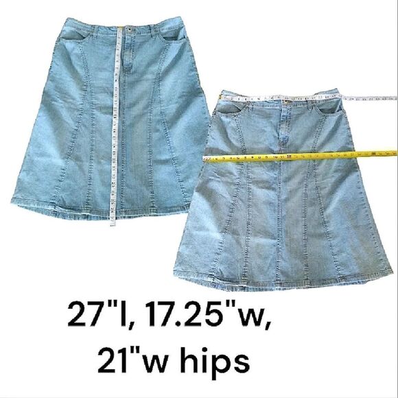Y2K Light Denim Wash High Waist Midi Flare Jean Skirt Plussize 14 - Picture 10 of 10